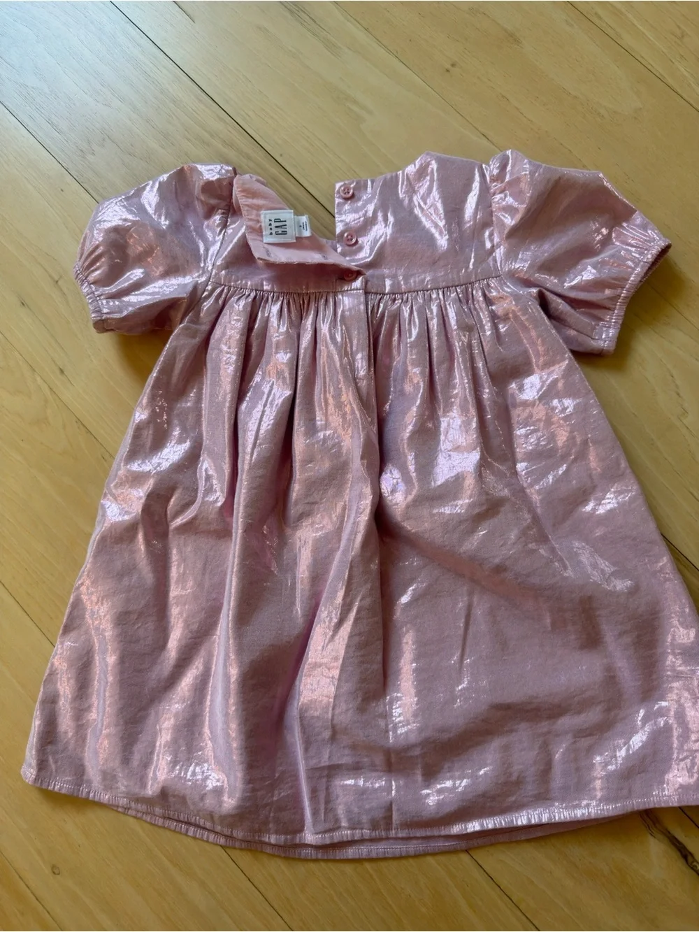 GAP Shimmery Pink Bow-Front Casual Dress